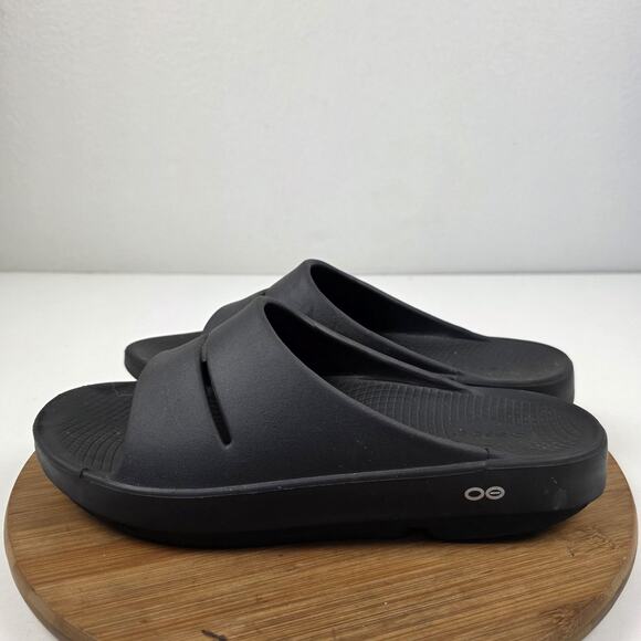 Oofos Ooahh Slide Sandals Mens Size 11 Black Recovery Slip On Womens 13 EU 44 - Picture 1 of 14